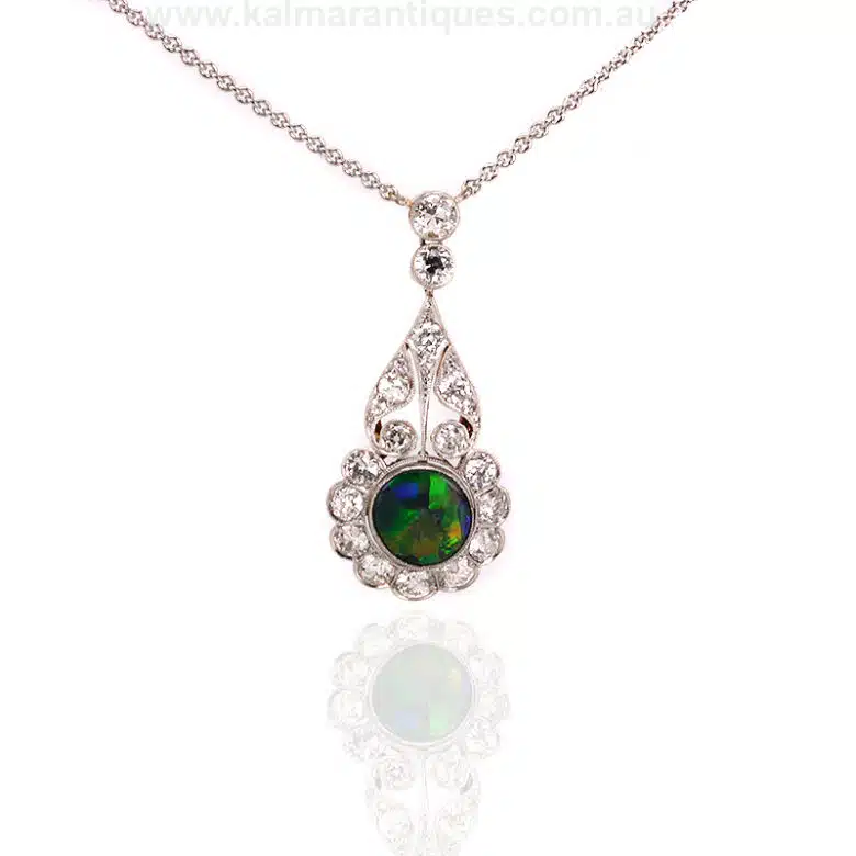 Art Deco opal and diamond pendant