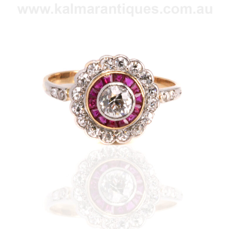Art Deco ruby and diamond cluster ringart-deco-ruby-diamond-cluster-ring-es7202-2