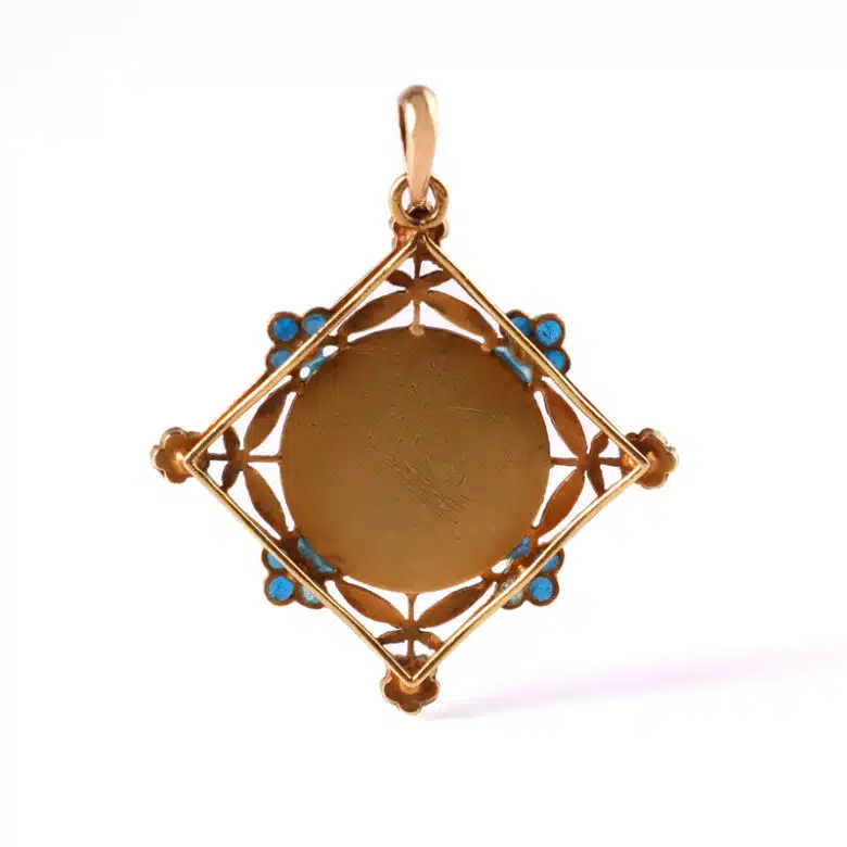 Art Nouveau plique-a-jour pendant by Gaston Laffitte