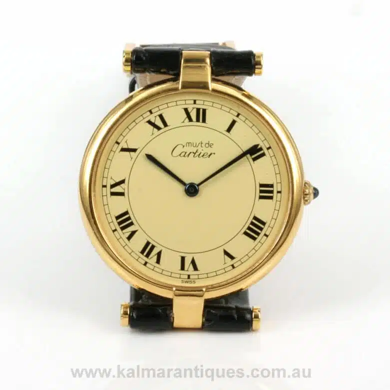 Cartier Vermeil watch on leather band