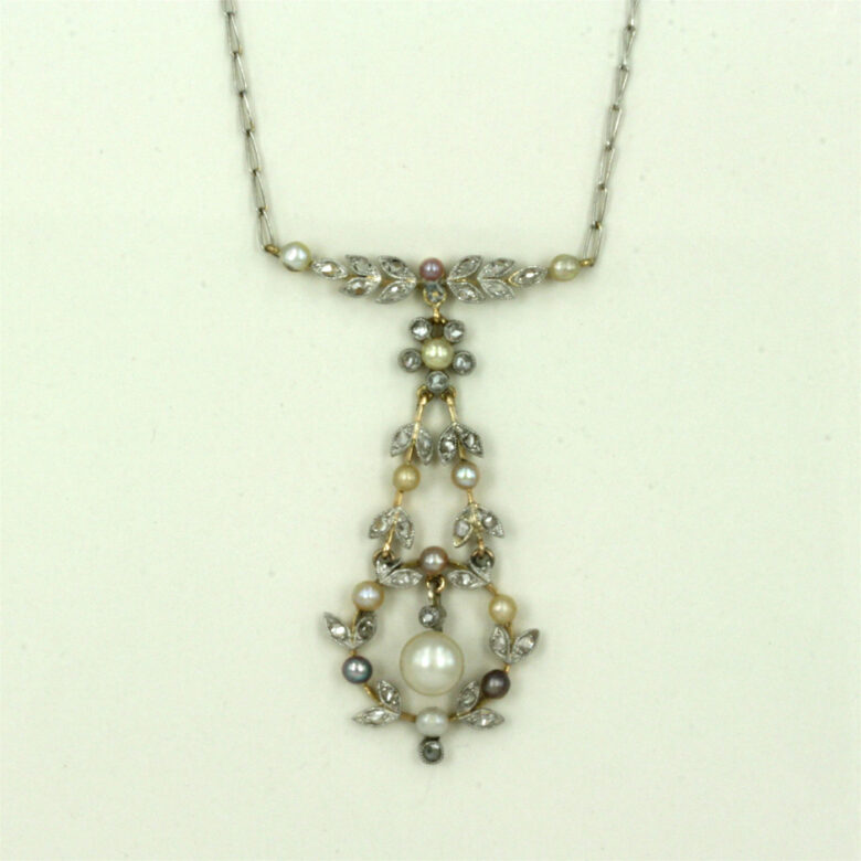 18ct & platinum Edwardian pearl & diamond pendant.diamond-pearl-es1046-1.jpg