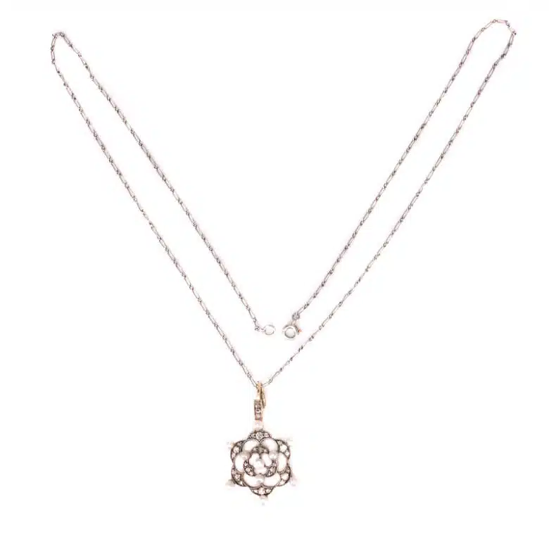 Art Deco era diamond and pearl pendant