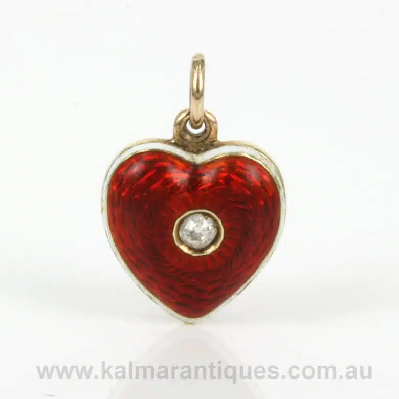 Antique red enamel and diamond locket