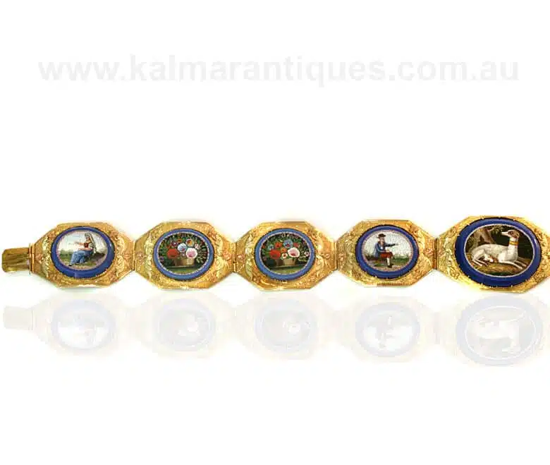 Museum quality antique micro mosaic bracelet