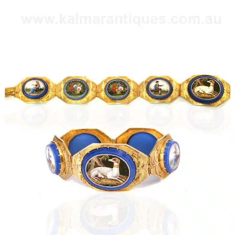 Museum quality antique micro mosaic bracelet