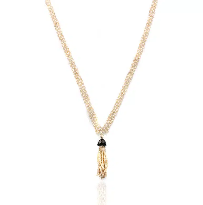 Art Deco natural pearl necklace with tassel