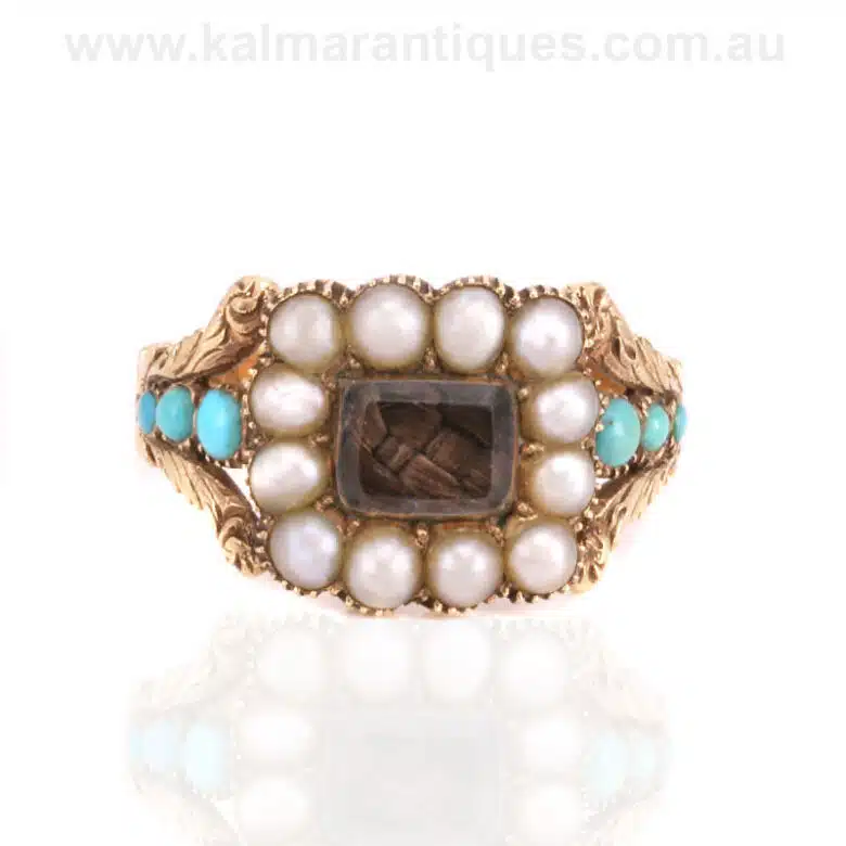 Georgian turquoise and pearl ring
