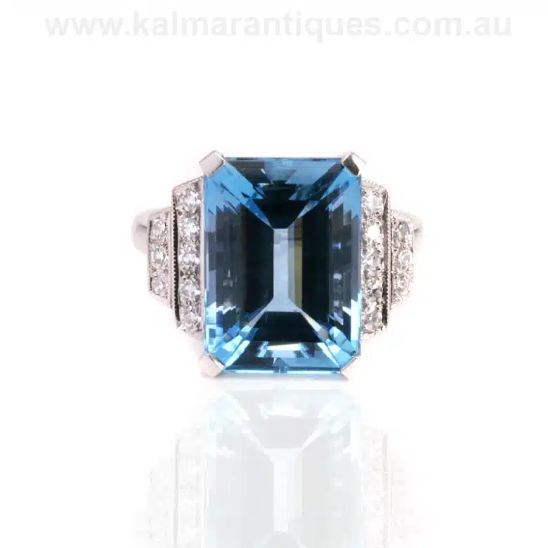 aquamarine and diamond ring