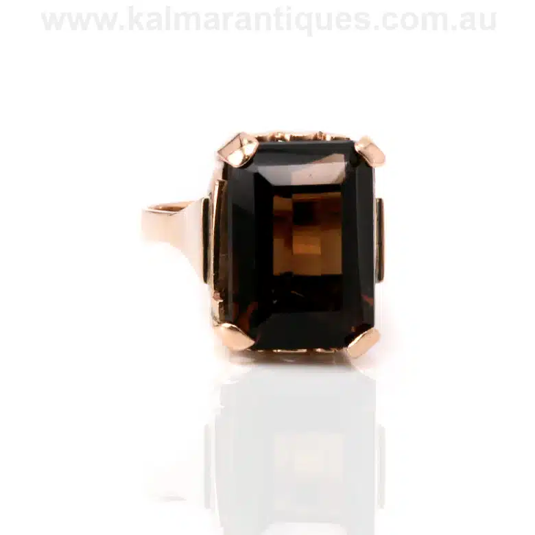 Retro smoky quartz ring