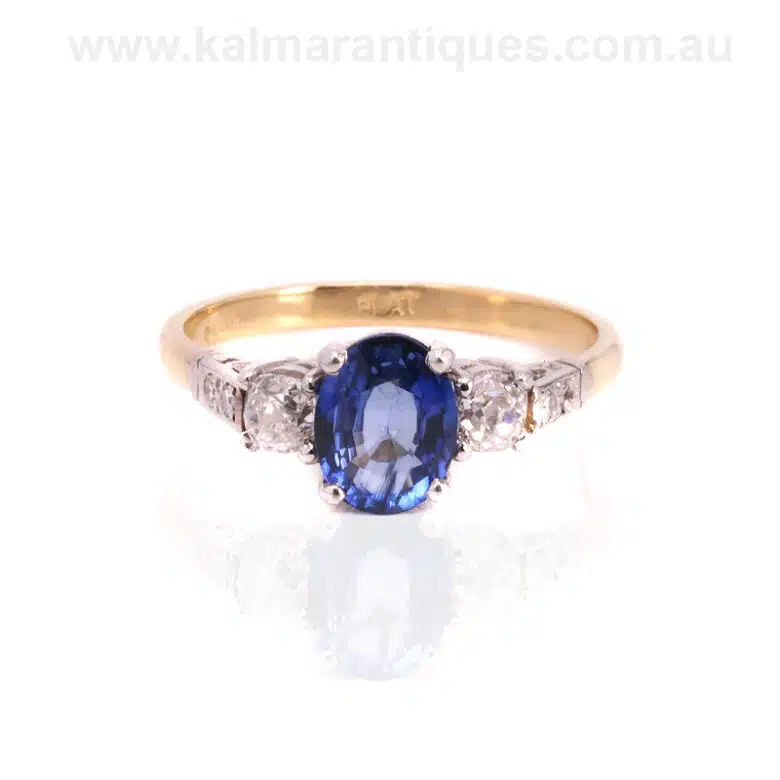vintage sapphire and diamond engagement ring