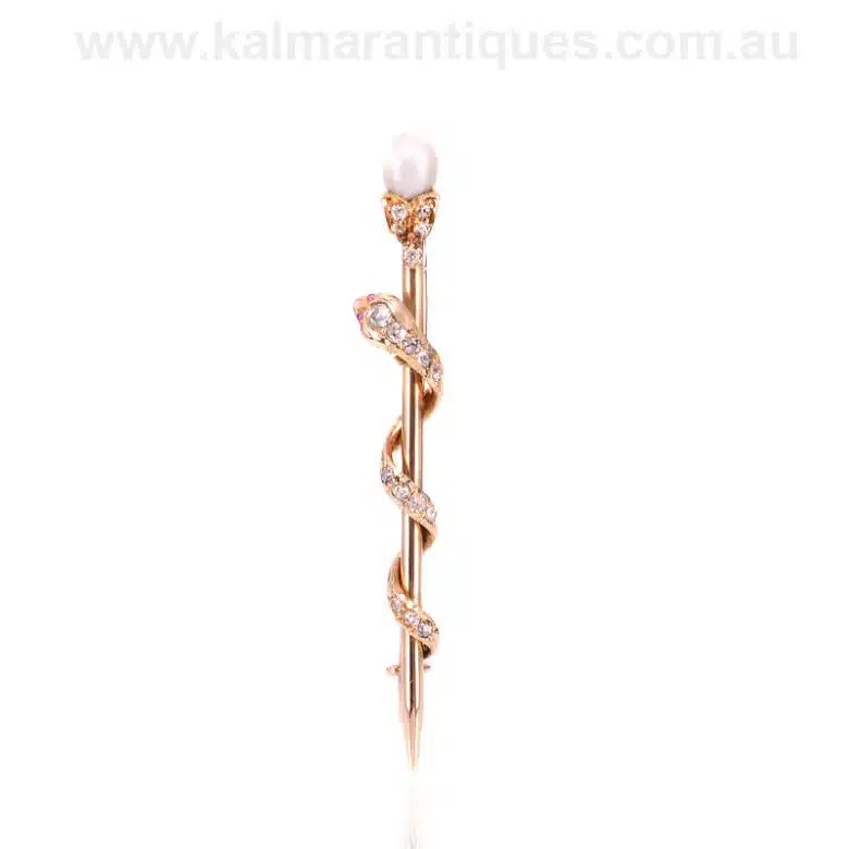 Antique diamond snake brooch by Thomas Gaunt