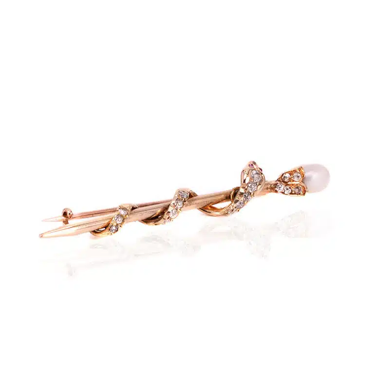 Antique diamond snake brooch