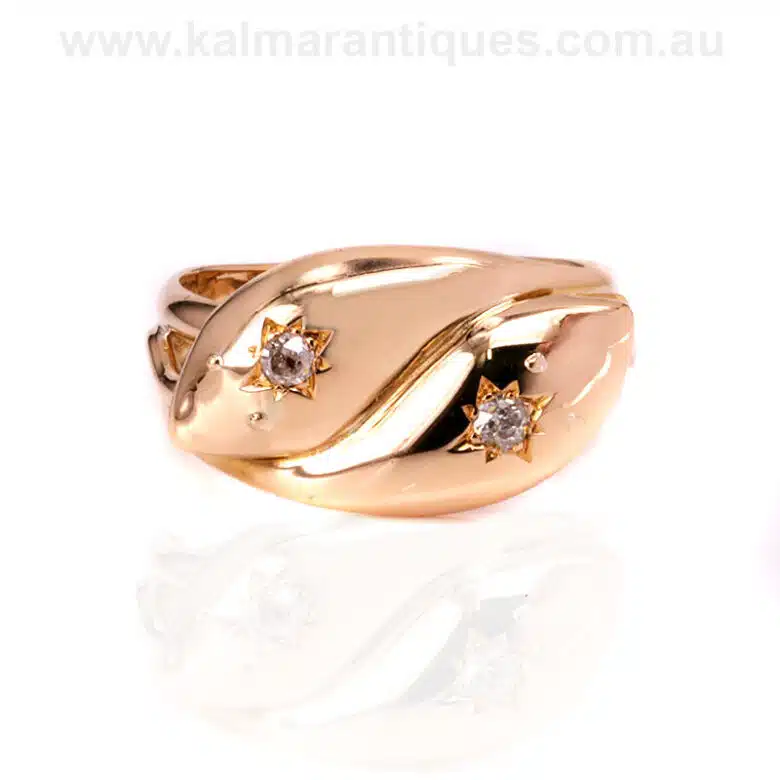 Antique double snake ring