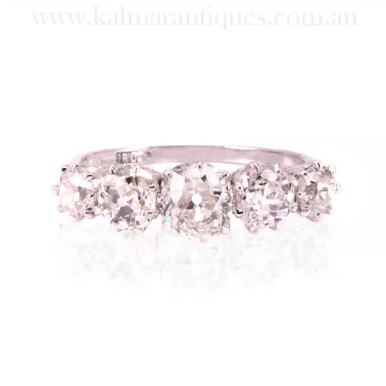 Art Deco mine cut diamond engagement ring