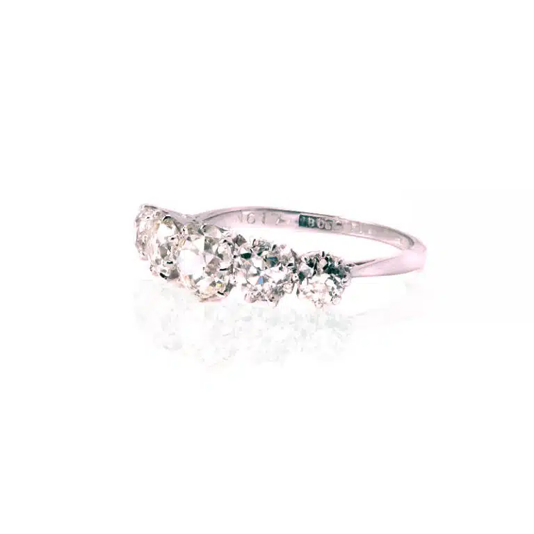 Art Deco mine cut diamond engagement ring