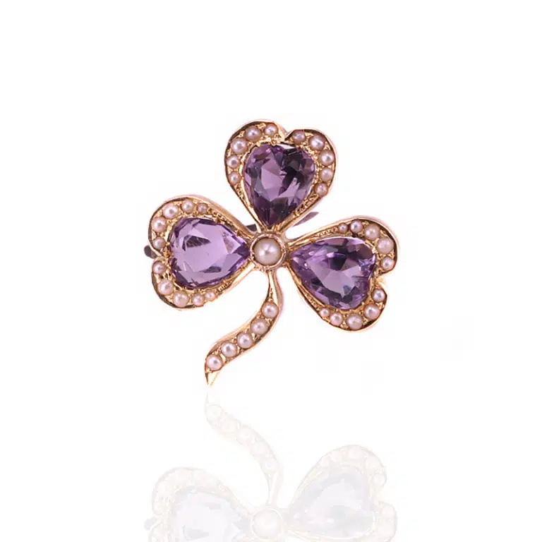 Antique amethyst and seed pearl brooch