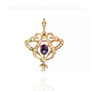 amethyst and pearl pendant