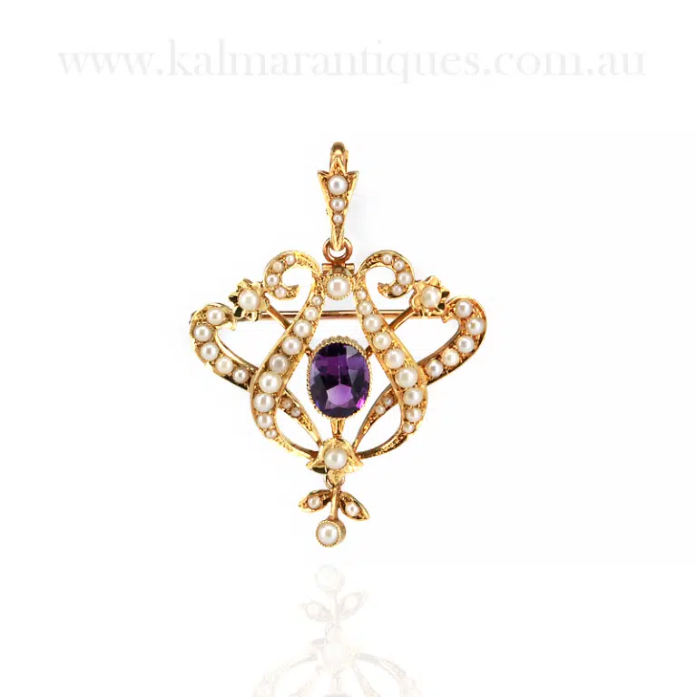 amethyst and pearl pendant