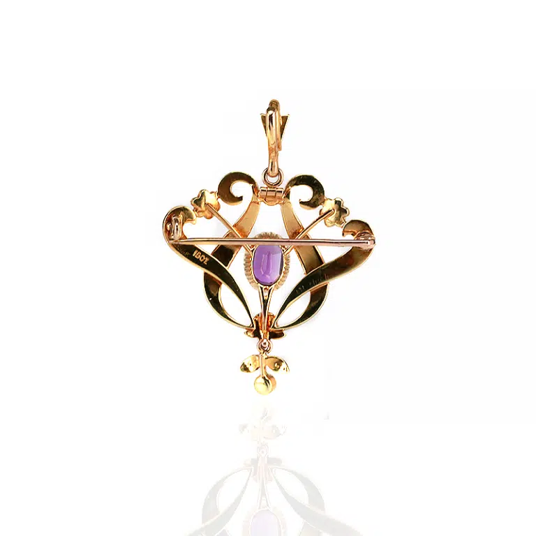 Antique amethyst and pearl pendant