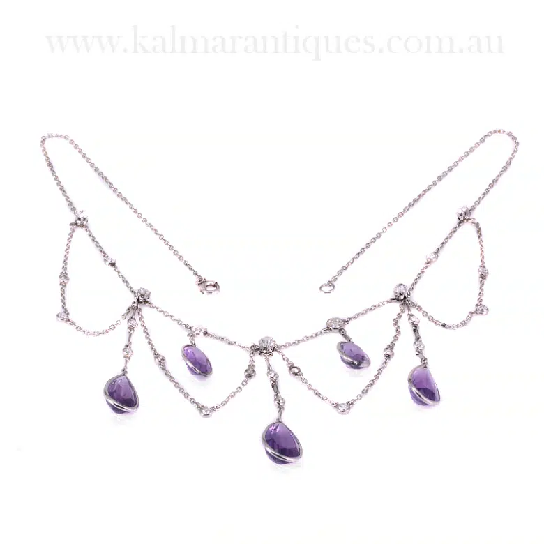 Art Deco amethyst and diamond necklace