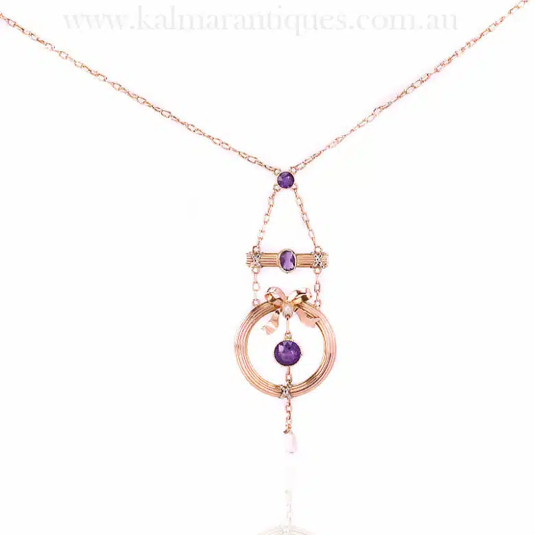 Amethyst and pearl Edwardian necklace