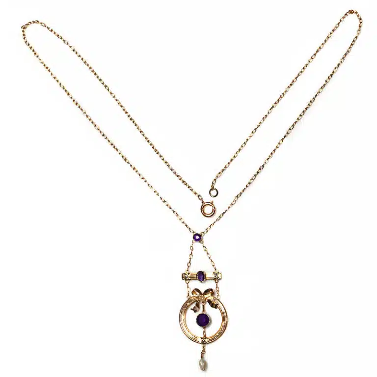 Amethyst and pearl Edwardian necklace