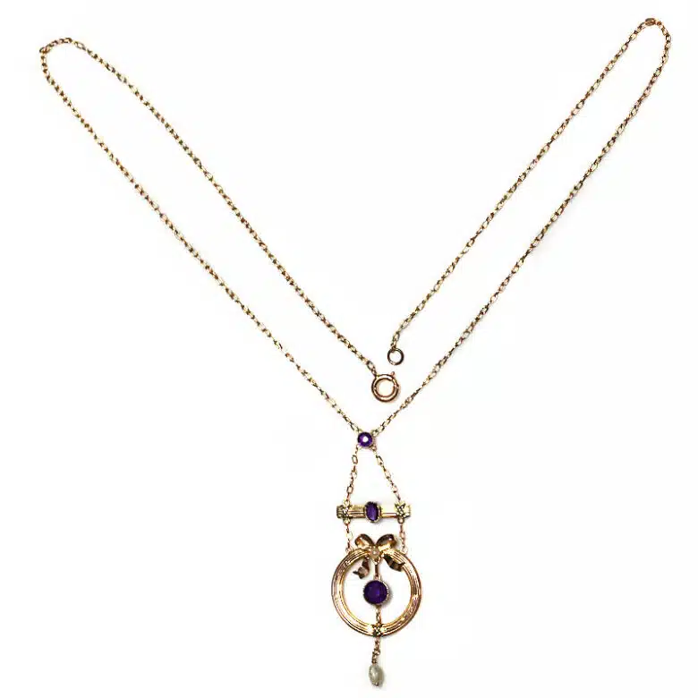 Amethyst and pearl Edwardian necklace