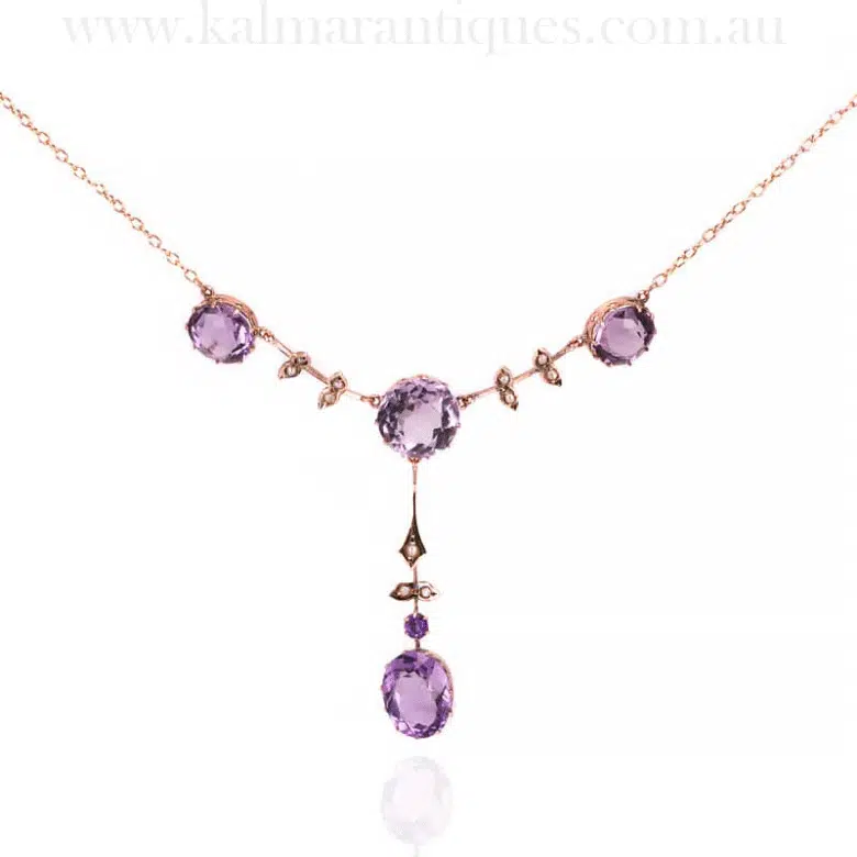 Antique amethyst and pearl necklace