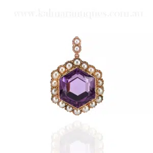 Antique amethyst and pearl pendant