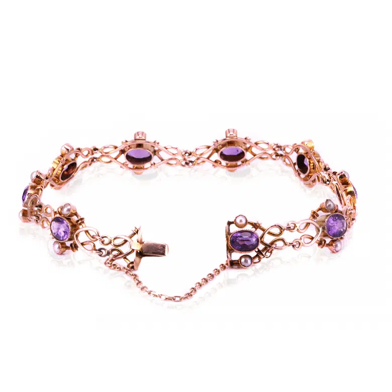 Antique amethyst and seed pearl bracelet