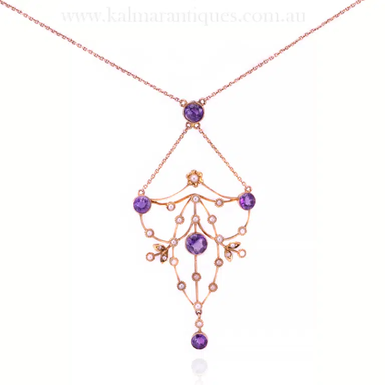 Antique amethyst and pearl necklace