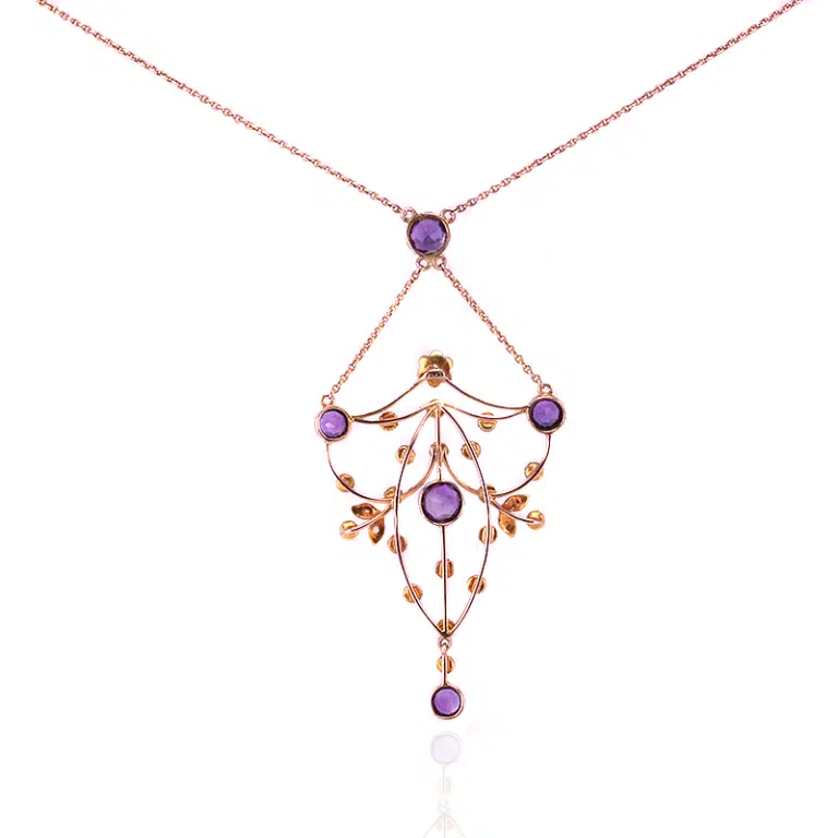 Beautiful antique amethyst and pearl necklace