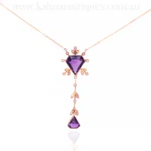 Beautiful amethyst and pearl antique necklace