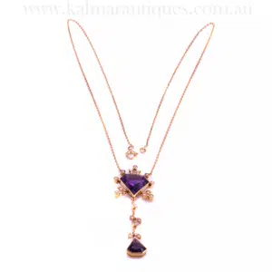 Beautiful amethyst and pearl antique necklace