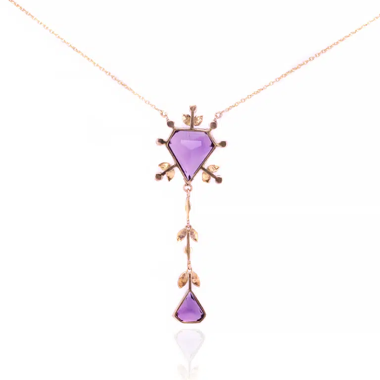 Beautiful amethyst and pearl antique necklace