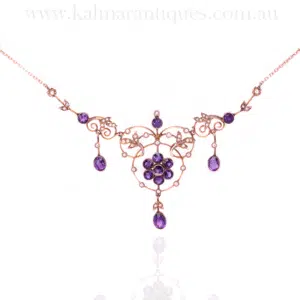 Elegant Edwardian Amethyst and Pearl Necklace