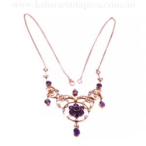 Antique Amethyst and Pearl Necklace