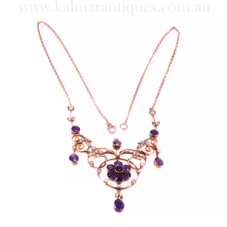 Antique Amethyst and Pearl Necklace