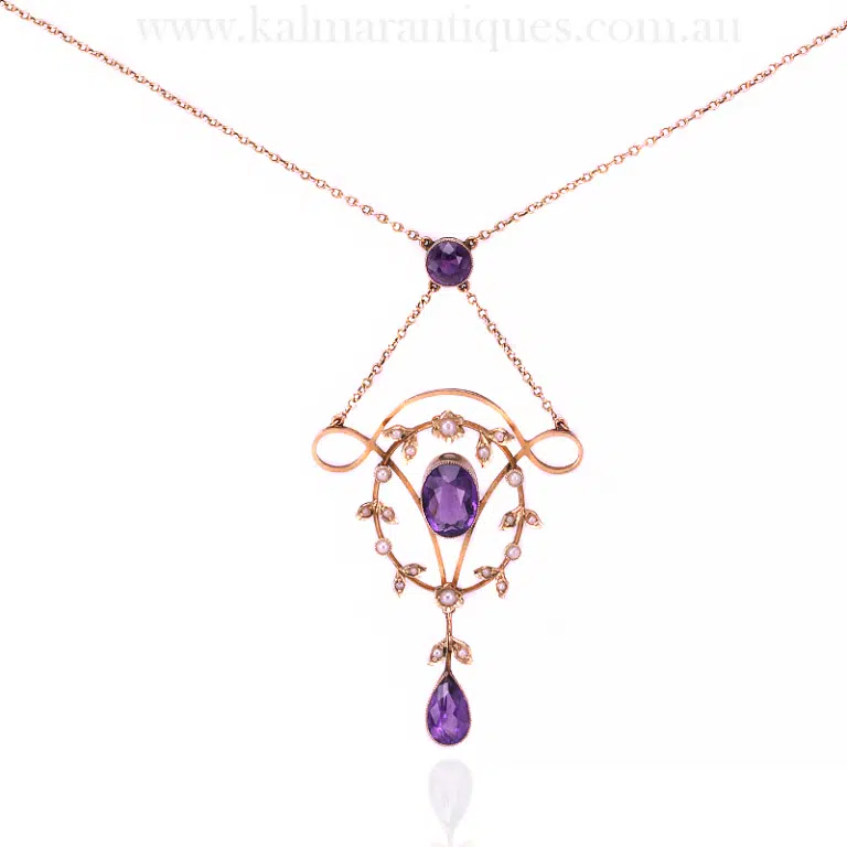 Antique amethyst and pearl necklace
