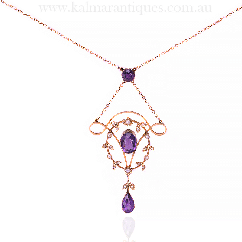 Antique amethyst and pearl necklace from the Edwardian era