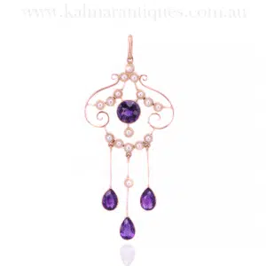 antique amethyst and pearl pendant