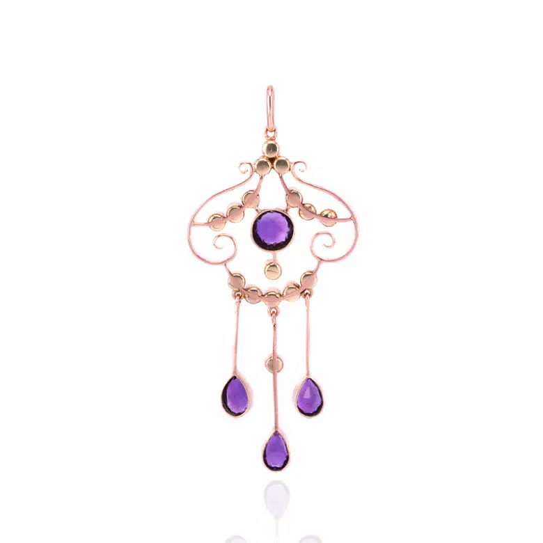 Edwardian antique amethyst and pearl pendant