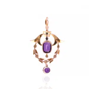 Antique amethyst and seed pearl pendant