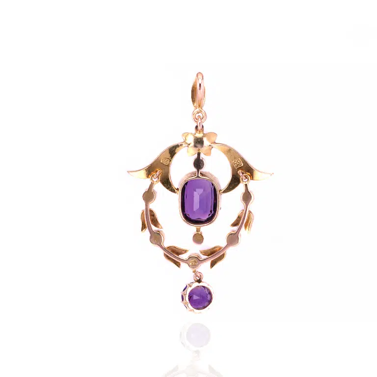 Antique amethyst and seed pearl pendant