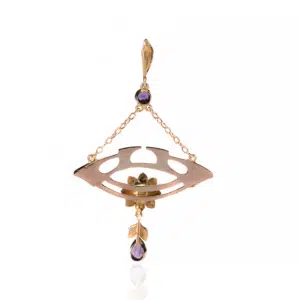 Art Nouveau amethyst and pearl pendant