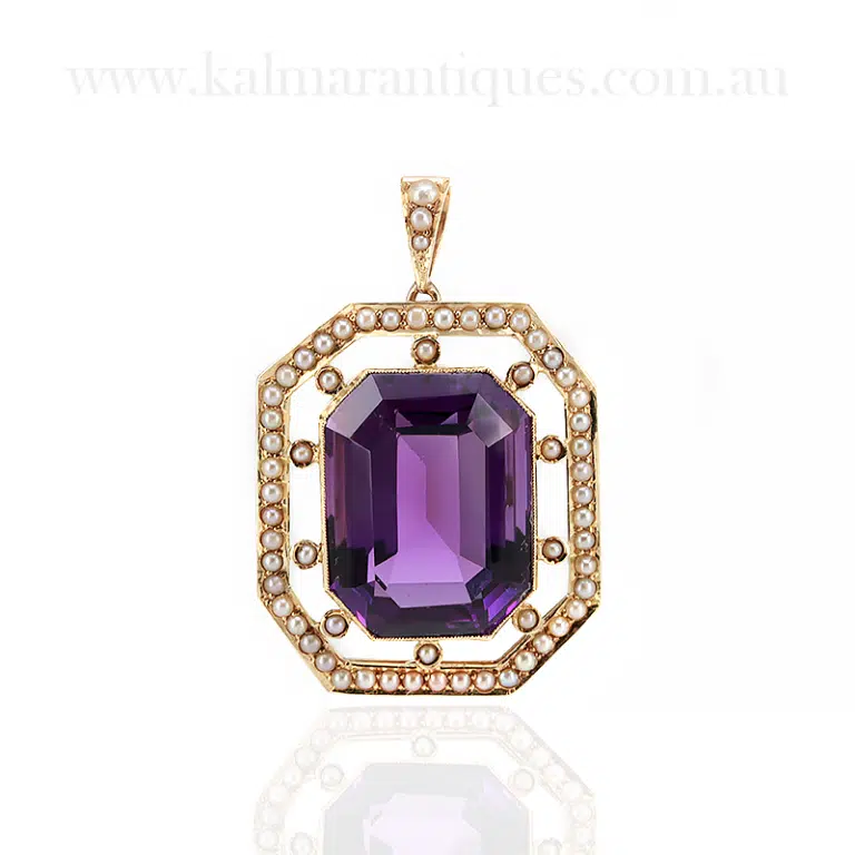 Art Deco amethyst and pearl pendant
