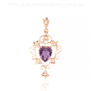 Antique amethyst and pearl pendant