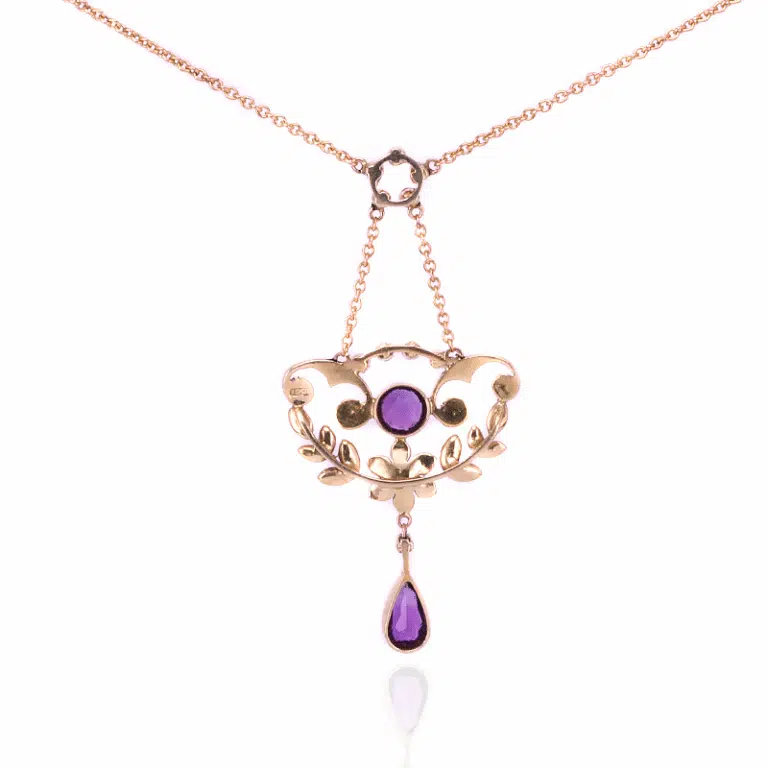 Antique amethyst and pearl necklace