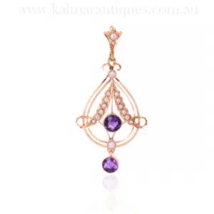 Antique amethyst and pearl pendant