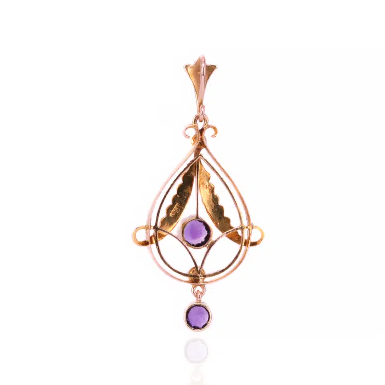 Edwardian era amethyst and seed pearl pendant